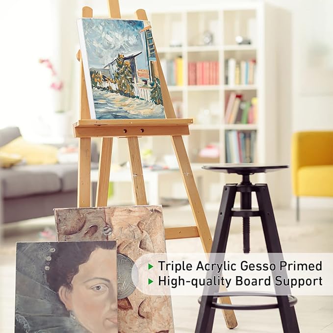 GOTIDEAL Stretched Canvas, 12x16 Inch Set of 6, Primed White - 100% Cotton Artist Canvas Boards for Painting, Acrylic Pouring, Oil Paint Dry & Wet Art Media