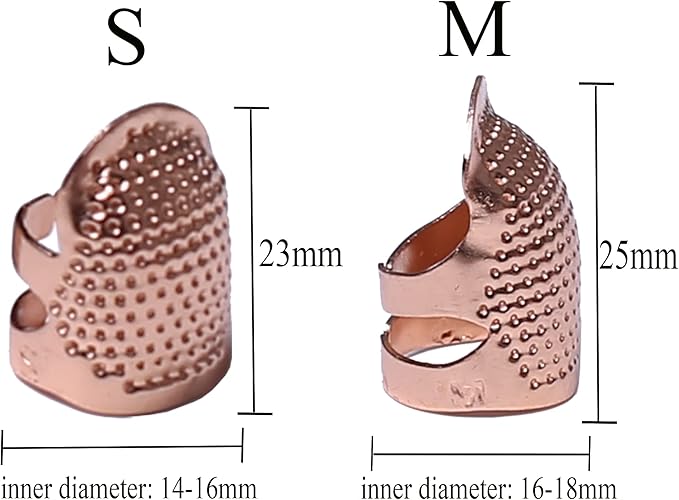 J.CARP 4Pcs Sewing Thimble, Metal Rose Gold Color Sewing Thimble Finger Protector, Adjustable Finger Shield Ring Fingertip Thimble Sewing Quilting Craft, Accessories DIY Sewing Tools (2 Sizes, S/M)