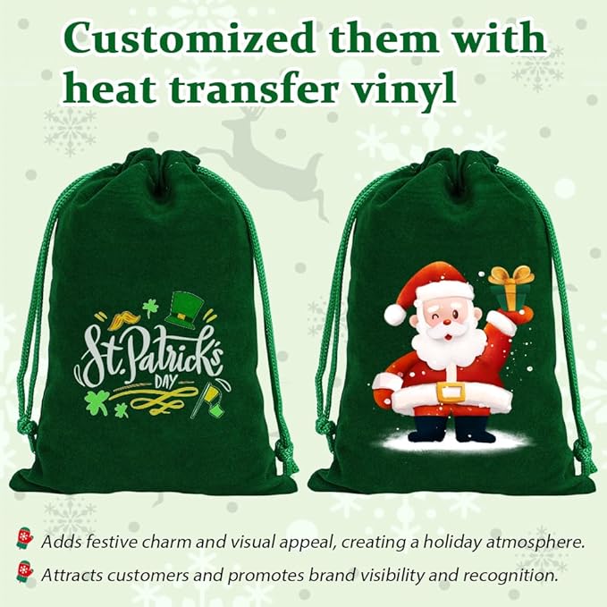 Shintop 20pcs Velvet Bags, 4x6inch Green Jewelry Drawstring Pouches Soft Cloth Gift Bags for Christmas St Patrick's Day Party Favor