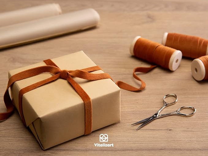 Vitalizart Terracotta Velvet Ribbon Set 3/8" x 15 Yd Fall Ribbon Fabric Trim 3 Rolls * 5 Yd for Christmas Wreath Decoration Handmade Craft Ornaments Gift Wrapping & Bow Making