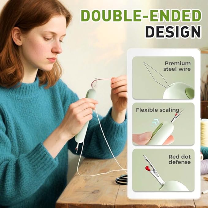 2 in 1 Needle Threader Seam Ripper, Upgraded Sewing Kit Tool for Needle Threading and Seam Removal, Quilting Stitching Supplies for Elderly and Sewing Enthusiasts (3 PCS)