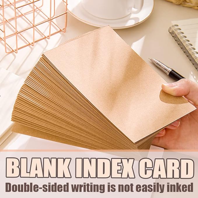 Bercoor 200 Pack Blank 3 x 5 Inch Index Cards, Heavy Study Cards, Note Cards for Office, School Learning, Kraft Paper