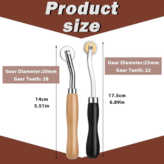 Nitlak 2 PCS Tracing Wheel with Wooden Handle Stainless Steel Pounce Wheel, Point Sewing Tracing Wheel for Sewing Patterns, Rotary Perforator, Overstitch Wheel, Perforation Cutter