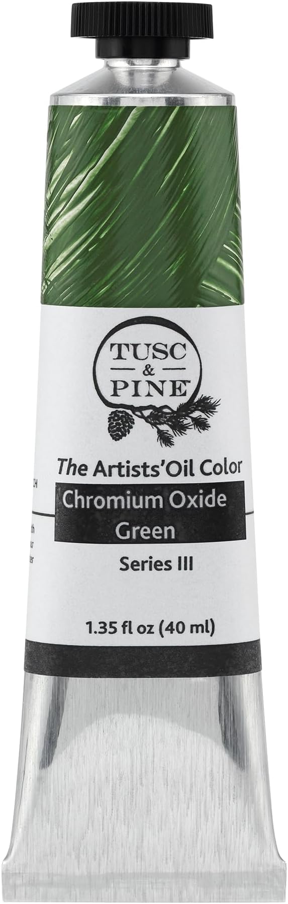 Tusc & Pine Artist Oil Paint - Chromium Oxide Green, 40 ml, Non-Yellowing, Rich & Creamy Consistency, Maximum Pigment Load, Small Batch Milled Oil Paints Made in the USA for Professional Artists