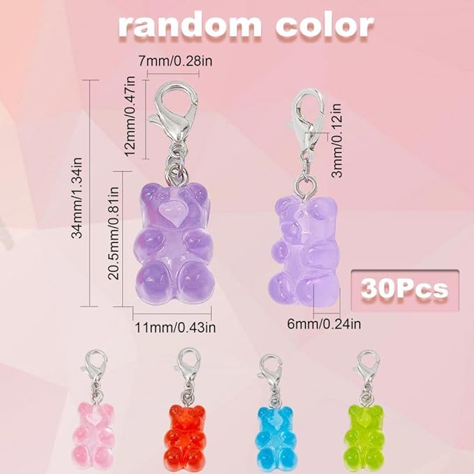 SUNNYCLUE 1 Box 30Pcs Stitch Markers Knitting Bear Stitch Marker Charms Knitting Markers Charm Cute Leverback Locking Stitch Marker for Knitting Weaving Sewing Needleworks Women DIY Crafts Gift