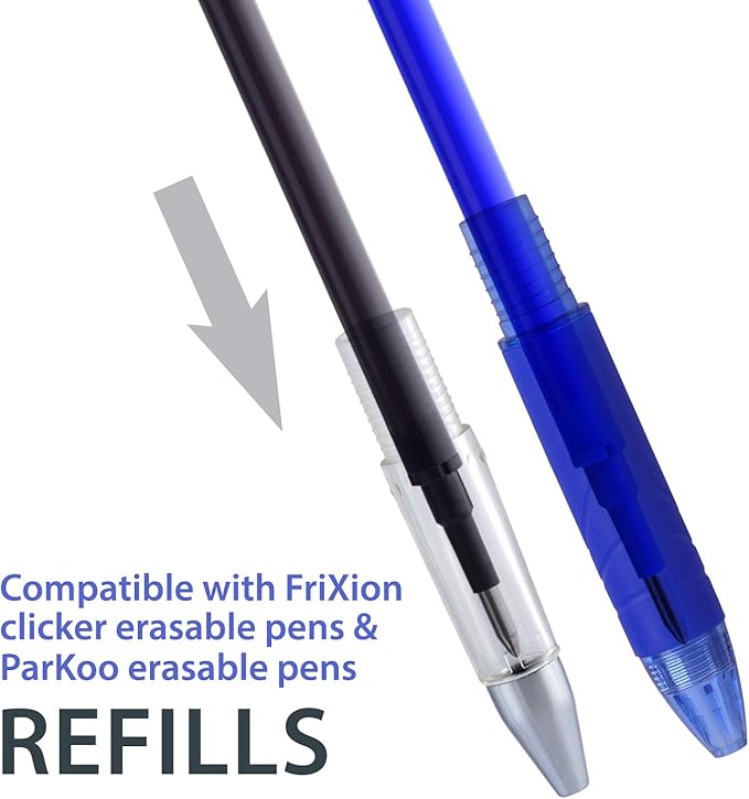 ParKoo Retractable Erasable Gel Pens Clicker Fine Point 0.7 mm, Make Mistakes Disappear, 3 Black/3 Blue Ink Pens with 4 Bonus Refills for Drawing Writing Journaling and Crossword Puzzles