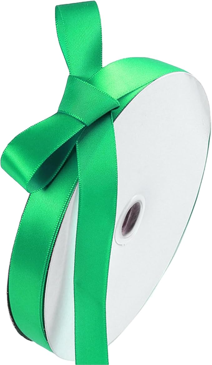 5/8" x 100 Yards Emerald Green Polyester Satin Ribbon Single Faced Bulk Fabric Ribbons for Gift Wrapping, Crafting, Bows Making, Sewing, Wedding, Home Decor