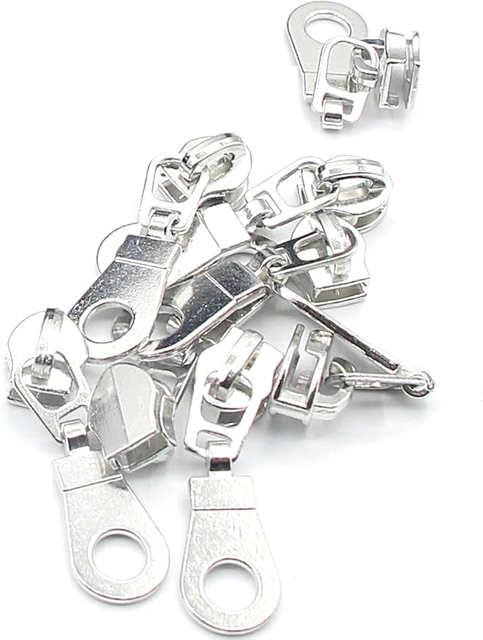 Leekayer #5 Silver Metallic Nylon Coil Zippers by The Yard Bulk 10 Yards Zipper Tape with 25pcs Silver Sliders for DIY Sewing Tailor Craft Bag (Navy Black)