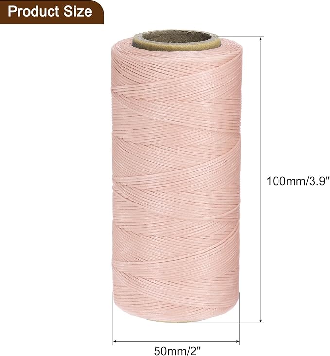 Uxcell 150D 0.8mm Flat Waxed Thread, 284 Yards, Polyester, Lotus Pink, Leather Sewing Waxed String