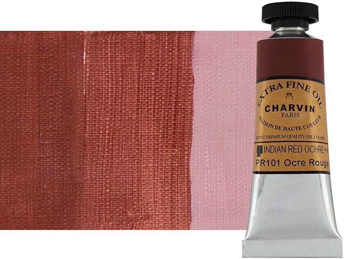 Charvin Extra Fine Oil Paint, Indian Red Ochre 20 ml - Triple-Milled, Rich Texture, Poppy Oil-Based, Light-Fast, Handmade, Archival Quality