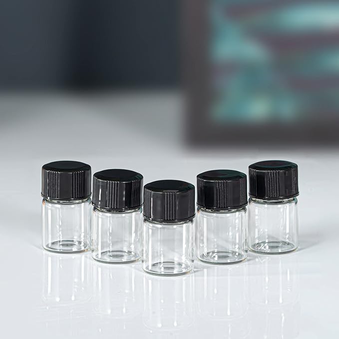 2ml Clear Small Glass Vials 100pcs with Screw Caps(100pcs)