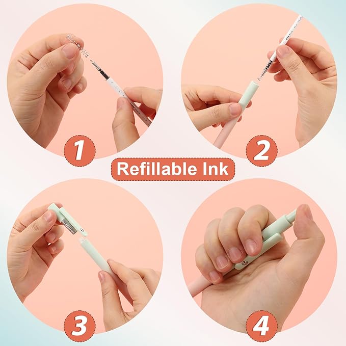 FIOVER 5pcs Gel Pens Black Ink Medium Point 0.7mm Pens Smooth Writing High-End Series Cute Ballpoint for Journaling Note Taking, Office School Supplies Gifts for Women and Men
