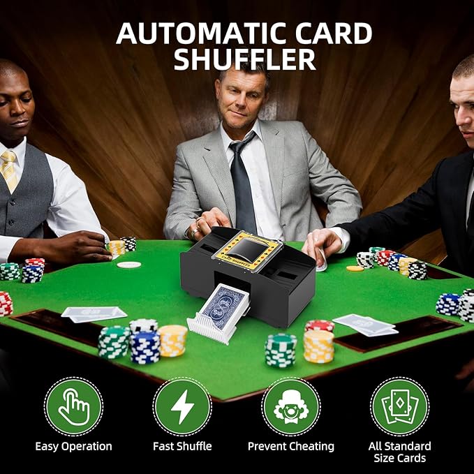 Automatic Card Shuffler 1/2/4/6 Decks,Battery Operated Electric Playing Card Shuffler for UNO,Casino Card Game,Poker,Phase 10,Blackjack,Texas Hold'em,Home Card Games