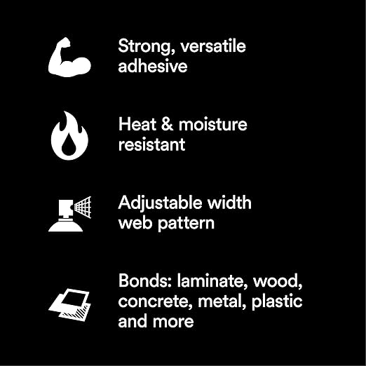 3M Hi-Strength 90 CA Spray Adhesive, Low VOC, Permanent, Bonds Laminate, Wood, Concrete, Metal, Plastic, Clear Glue, Net Wt 19 oz