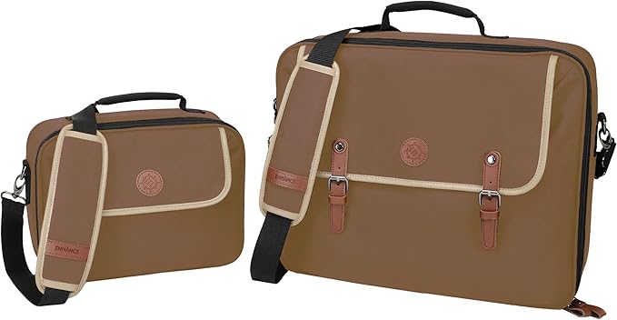 ENHANCE Designer Edition TCG Bag - MTG Shoulder Bag with Customizable Dividers & Accessory Pocket for Deck Boxes, Dice - Card Storage Compatible with Magic the Gathering, Lorcana (Tan)