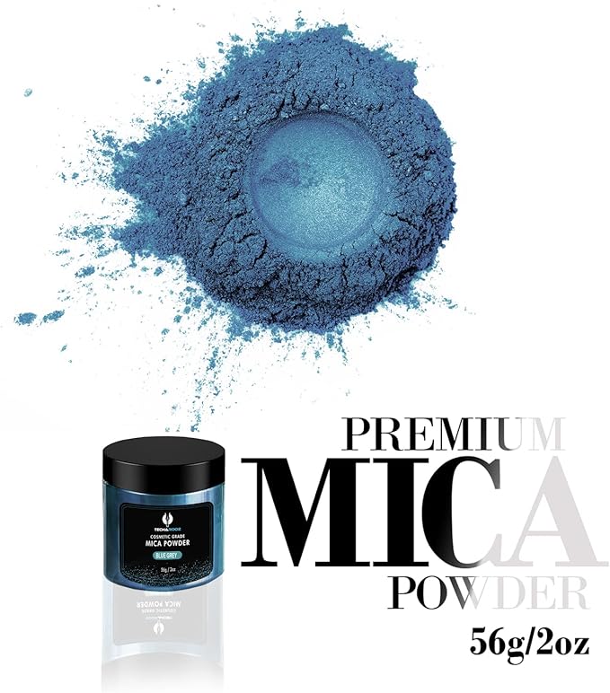 Blue Grey Mica Powder for Epoxy Resin 56g / 2oz. Jar - Techarooz 2 Tone Resin Dye Color Pigment Powder for Lip Gloss, Nails, Colorant for Slime Bath Bombs Soap Making & Polymer Clay