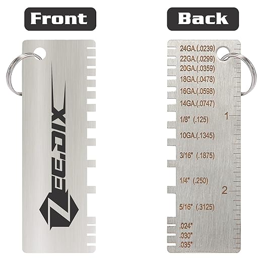 ZeeDix 2 PCS Metal Thickness Gauge Portable Steel Thickness Gauge Metal GaugeThickness Tool, Stainless Steel Plated Size Inspection Tool Welding Material Steel Gauge