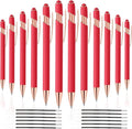 12 PCS 2 in 1 Stylus Ballpoint Pen with Stylus Tip, 1.0 mm Black Ink Metal Pen Stylus Pen for Touch Screens (All Red)