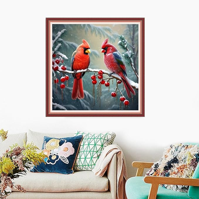 Foxdiviy Stamped Cross Stitch Kits Full Range of Embroidery Needlework Starter Kits for Beginners Adults 11CT Embroidery Patterns Art Crafts DIY Needlepoint Kits-Colorful Parrot 18x18 inch