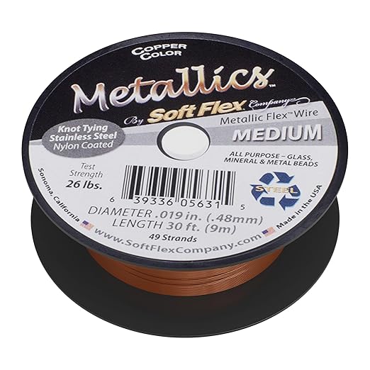 Soft Flex 49 Strand Beading Wire - Medium 0.19 Diameter - 30 Feet Nylon Design Wire
