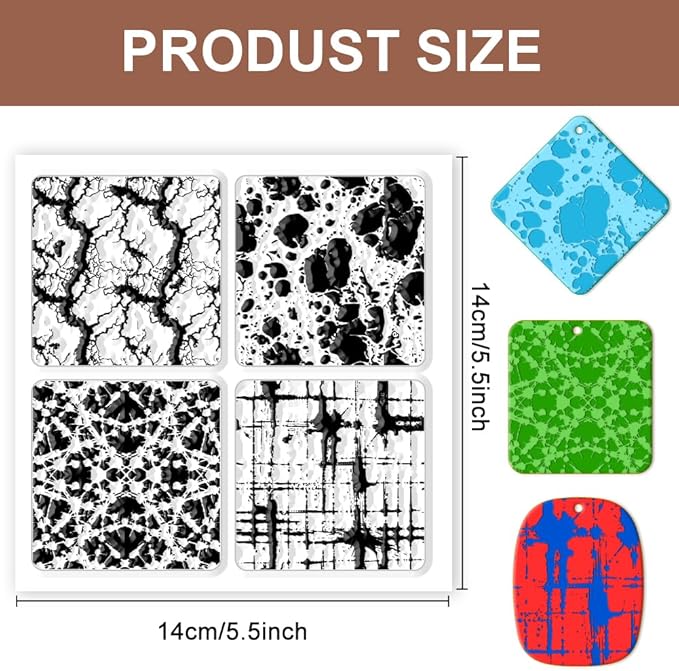 CHGCRAFT Marble Silicone Clay Texture Mat - Square Silicone Texture Stamps for DIY Clay Jewelry & Decorative Card Making