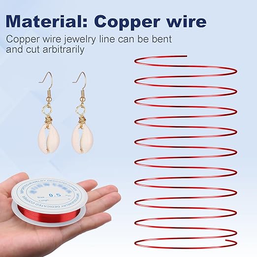 0.5 mm Dia. 6 Rolls Copper Jewelry Wire, 5 Assorted Colors Beading Wire for Jewelry Making Bracelet Earrings Rings Necklaces Flower Craft Projects