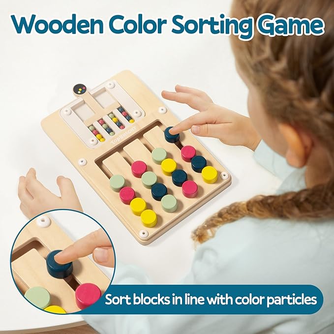 TOP BRIGHT Slide Puzzles for Kids Ages 4-6 Boys Girls, Travel Games Road Trip Activities for Kids, Montessori Color Matching Toys for 3+ Years Old, Brain Teaser Birthday Gift