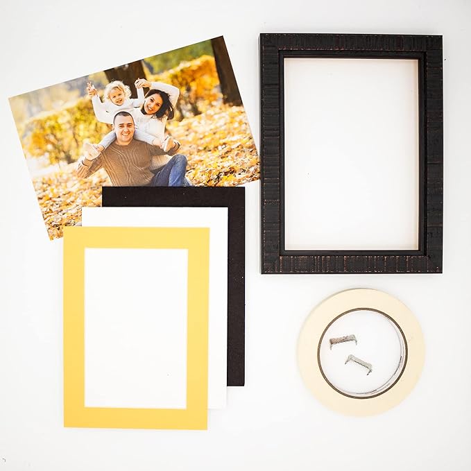 Pack of 25 Acid Free 11x14 Mats Bevel Cut for 8.5x11 Photos - Chamois Yellow Precut Matboards With Backing Boards and Clear Photo Mat Bags For Pictures, Photos, Framing - 4-ply Thickness