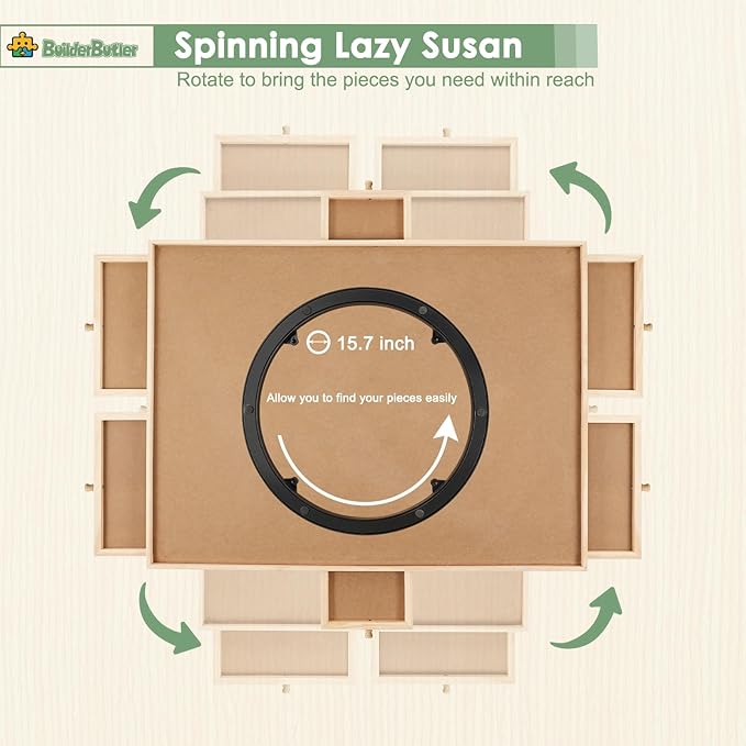1500 Pieces Rotating Puzzle Board with 6 Drawers,34.25"x25.2" Portable Wooden Jigsaw Puzzle Table with Lazy Susan Spinning Cover