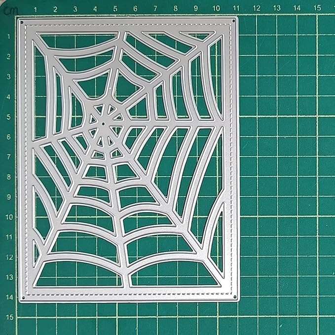 Cutting Dies Metal Stencils Scrapbooking Tools Flowers Lace Frame DIY Embossing Template for Paper Card Making Album Arts Crafts Supplies (Halloween Spider Web Frame-11.1x14.3cm)