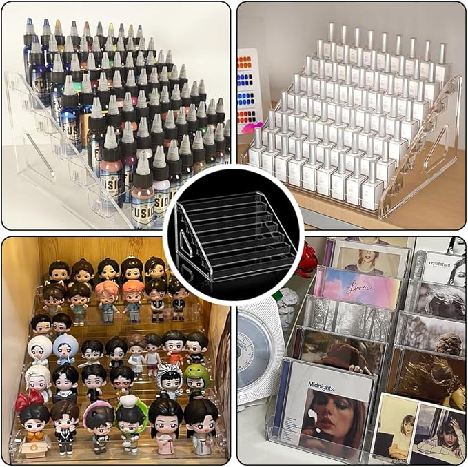 Trading Card Display Stand, 7-Tier Greeting Card Display Stand, 12 in Acrylic Portable Versatile Display Rack Holder for Graded Cards, PSA Cards,Sports Cards, Business Cards (1 Pack)