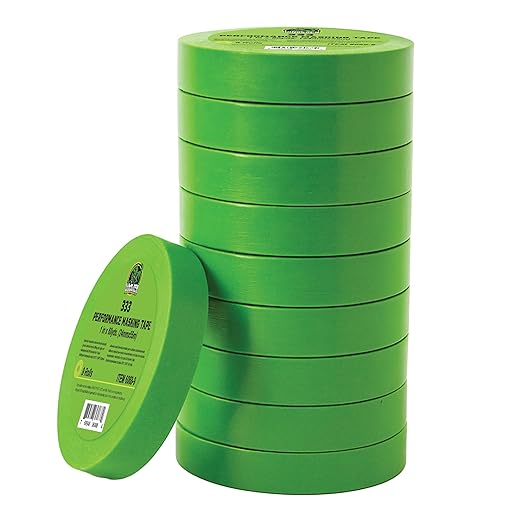 LAUCO DINOGREN High Performance Green Masking Tape for Car Paint, Detailing, & Auto Body - Heat & Water Resistant, Multi-Purpose (1 Inch x 60 Yards, 9 Rolls/Pack)