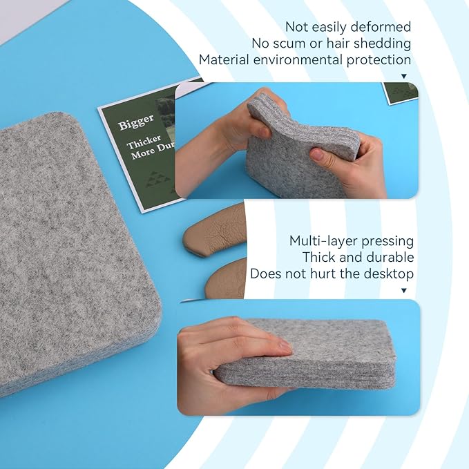 WONVOC Needle Felting Pad, 6x6x1'' Natural Wool Felting Mat, Needle Felting Supplies, with Finger Cots and 40 Straight Pins, for Wool Project Crafts