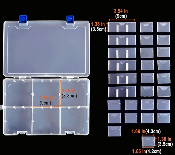 Qualsen Plastic Organizer Storage Box with Adjustable Dividers, Fishing Tackle Box and Bead Organizer Box for Jewelry, Beads, Earrings, Tools, Fishing Hooks, and Small Accessories（34 Grid x 2）