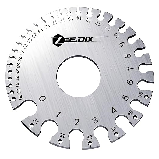 ZeeDix Standard Dual-Sided Round Wire Cable Sheet Gage- Stainless Steel Metal Wire Gage Measurement Tool Wire Measuring Ruler Diameter Tool