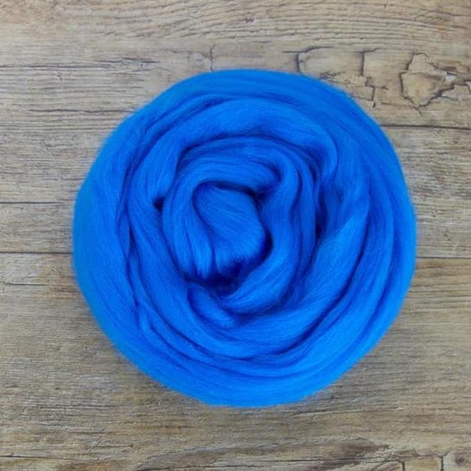 Revolution Fibers Merino Wool Combed Top | 1 lb Premium Wool Roving | 22 Micron, Best Merino Wool for Spinning, Tapestry, Needle Felting, Big Yarn Roving and Wall Hangings (Mediterranean Blue)