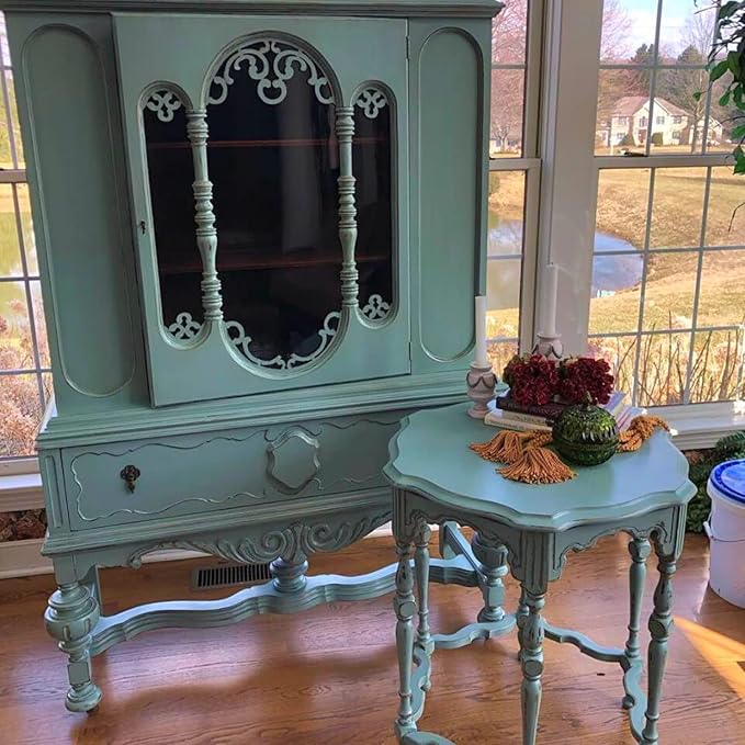 Chalky Chicks All-in-One Chalk Paint for Furniture or Cabinet - 16Fl Oz- Matte Finish Stormy Seas (Light Blue) for Metal, Wood Furniture Paint - No Sanding All-in-One for Home Decor & Crafts, USA Made