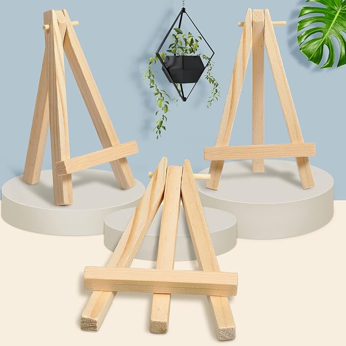 40 Pack 5 Inch Mini Wood Easel Stand Mini Wood Display Easel Wooden Tripod Holder Stand for Painting Portable Canvas Photo Picture Sign Displaying Small Business Cards Artist Phone Wedding