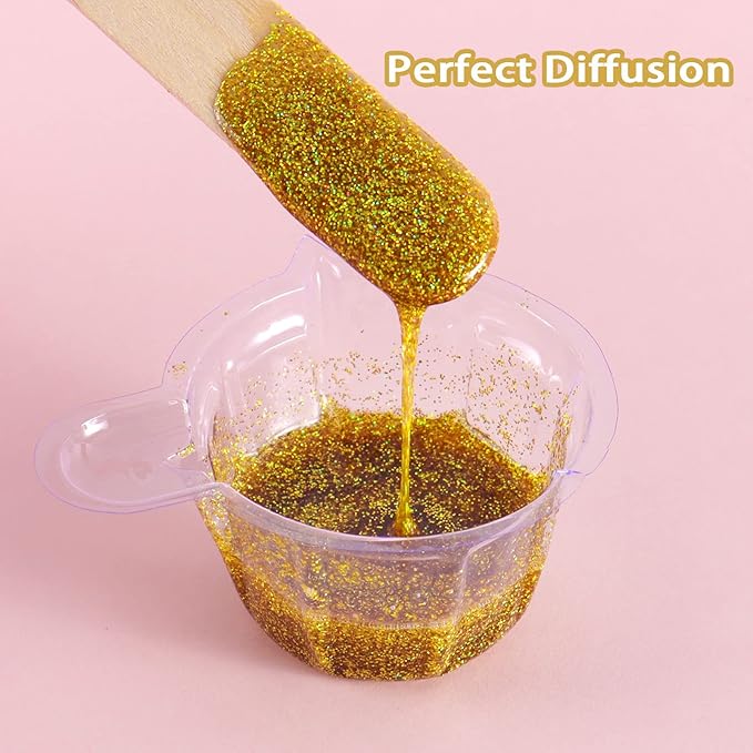 Renfio Holographic Ultra Fine Glitter Powder Metallic Resin Glitter 2.11 Oz (60g) PET Flakes Crafts Sequins 1/128" 0.008" 0.2mm Epoxy Chips Flakes for Tumblers Slime - Laser Pink