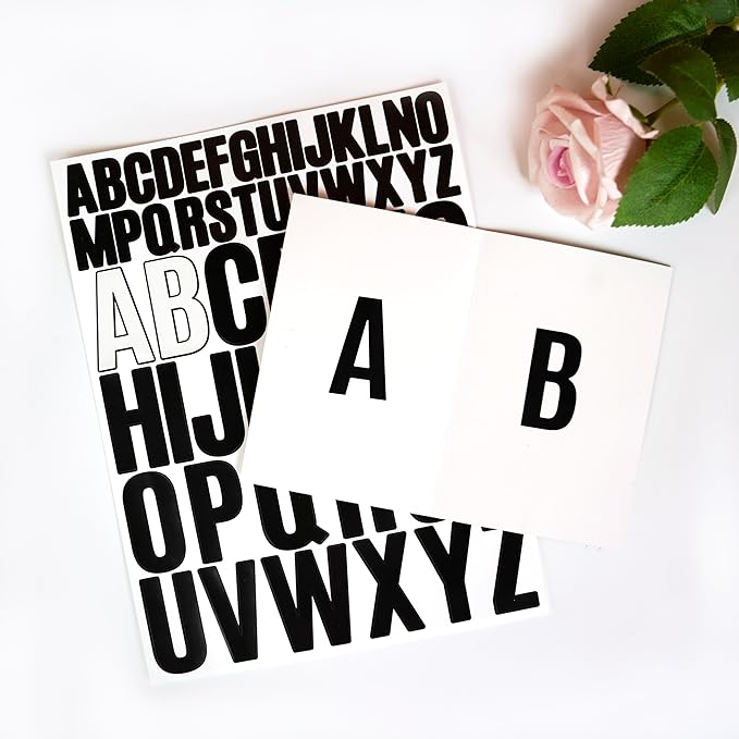 Bemeol Letter Stickers 1560 Pieces 30 Sheets Stick on Vinyl Letters Capital Alphabet Sticker Letter for Craft Bulletin Boards Classroom Home Business Decor(Black,1 Inch,2 Inch)