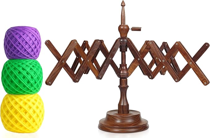 Bhartiya Handicrafts Rosewood Table Top Yarn Swift | Hand Operated Yarn Winder Swift | Yarn Winder for Swift Winding Lines (Design 2)