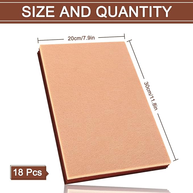 Whaline 18Pcs Felt Fabric Sheets Soft Thick Assorted Brown Craft Felt Pack for Autumn Thanksgiving Harvest DIY Craft Sewing Patchwork Art Projects, 3 Colors, 7.9 x 11.8 Inch