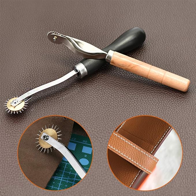 LUNARM 3 Pcs Tracing Wheel Sewing Tool, Needle Point Tracing Wheel, Random Color Tracing Wheel Sewing Tool, Stitching Wheel Tool for Leathercraft, Professional Stitch Marking Spacer