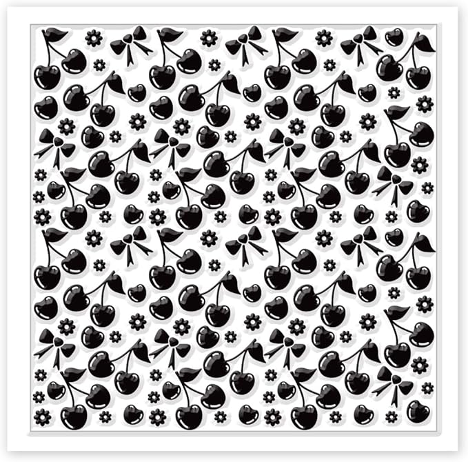 CHGCRAFT Cherry Polymer Clay Texture Sheets Flowers Bow Silicone Texture Stamp Clay Modeling Pattern Pad Texture Sheets for Polymer Clay Making Earrings Jewelry