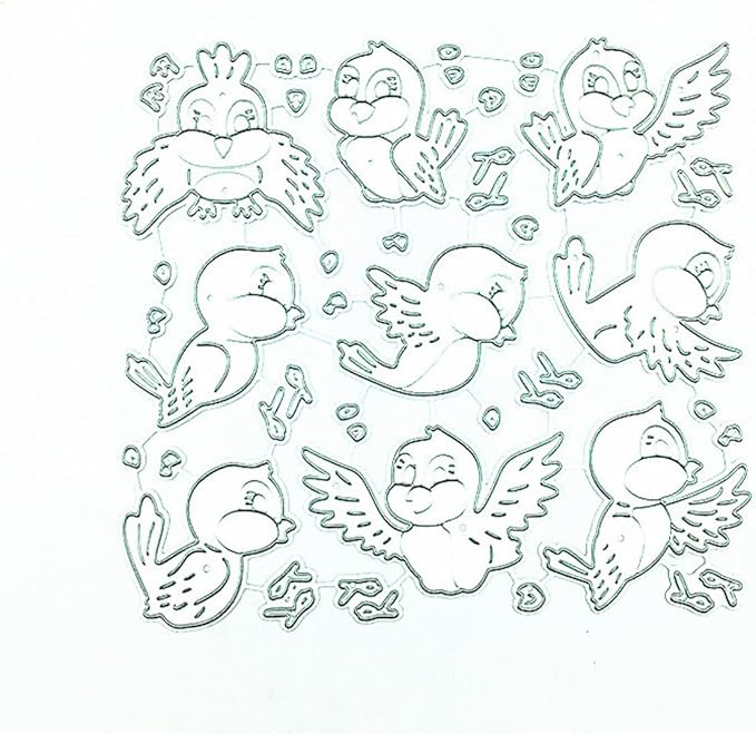 Cutting Dies Metal Stencils Scrapbooking Tools Flowers Lace Frame DIY Embossing Template for Paper Card Making Album Arts Crafts Supplies (9 Birds- 11x11cm)