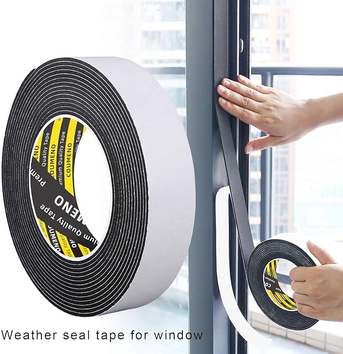 EVA Single-Sided Foam Tape, Single-Sided Sealing Strip Foam Pad Sponge Tape Window Weatherproof, Self-Adhesive Insulation Sealing Tape 2inX9.84FT