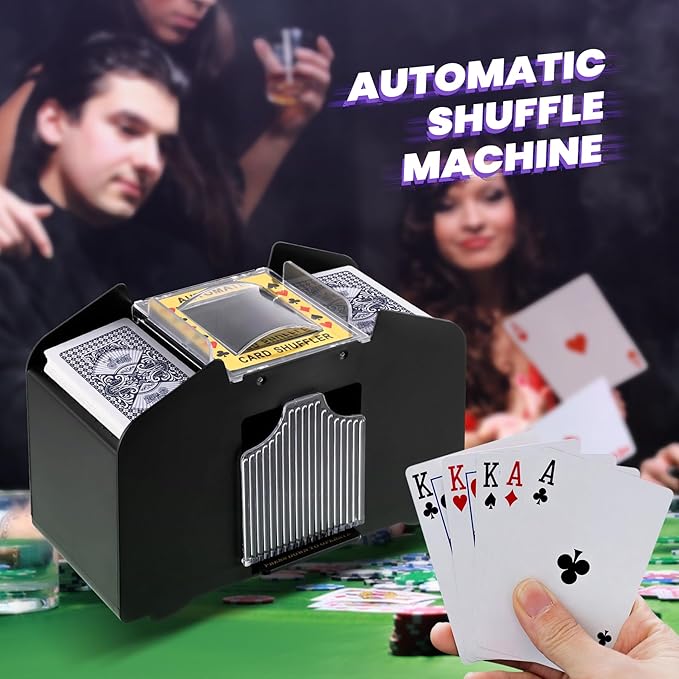 Card Shuffler 4 Deck Automatic, USB-Power & Battery-Operated Electric Shuffler Machine, Playing Card Shuffler for UNO,Poker,Home Card Games