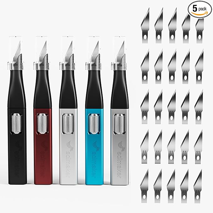 5 PCS Exacto Knife,Hidden Blade Design at The End,Comes with 5 Spare High Qualiry Carbon Steel Exacto Knife Blades. Craft Knife for Crafting, Arts,Modeling,Scrapbooking,Stencil,DIY Projects.5 Color