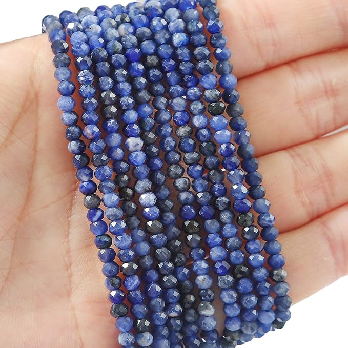Natural Blue Sodalite Beads 4x2mm 120pcs Faceted Rondelle Loose Semi Gemstone Beads for Jewelry Making Design