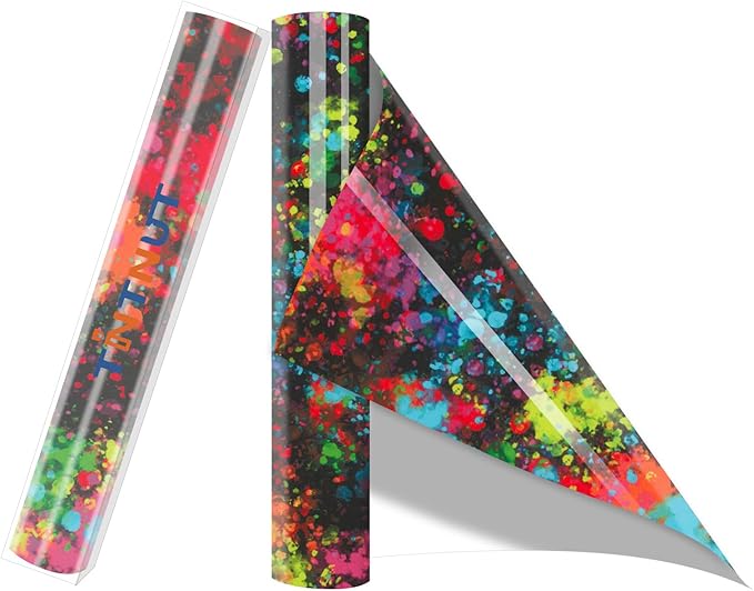 Tintnut Splash Heat Transfer Vinyl Roll - 12" x 5ft Mutilcolor Watercolor Ink Patterned HTV Splatter Iron On Vinyl DIY T-Shirts Hats Clothes Canvas Bags